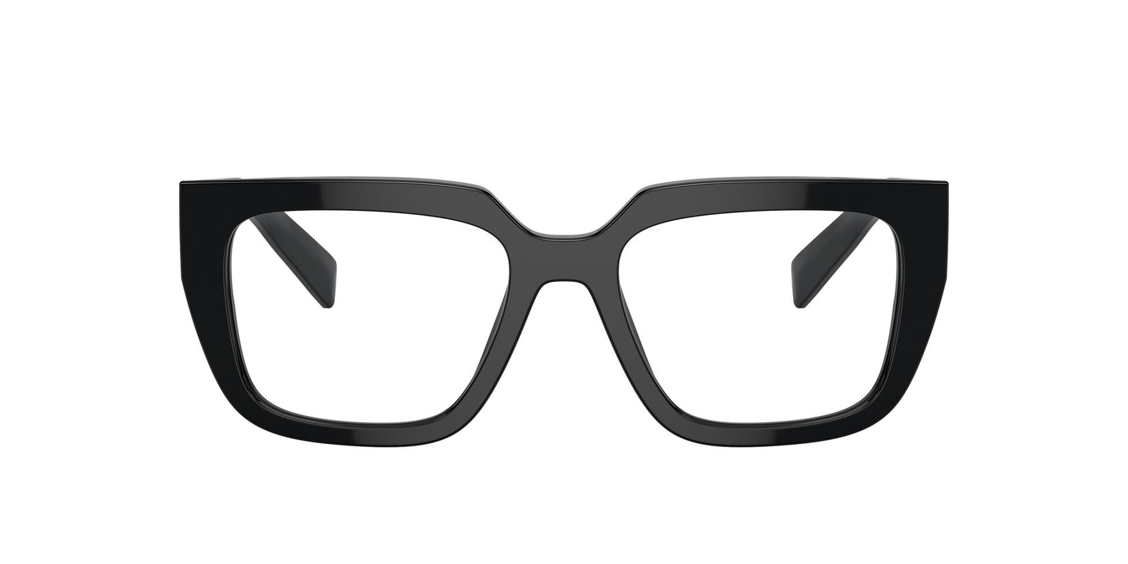 Das Bild zeigt die Prada Brille A03V in Schwarz von vorne.